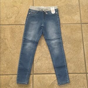 Blue Denim Jeans with Gray Waistband
